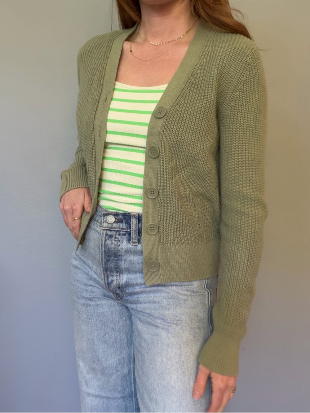 Banana Republic Women's Olive Cardigan Sweater